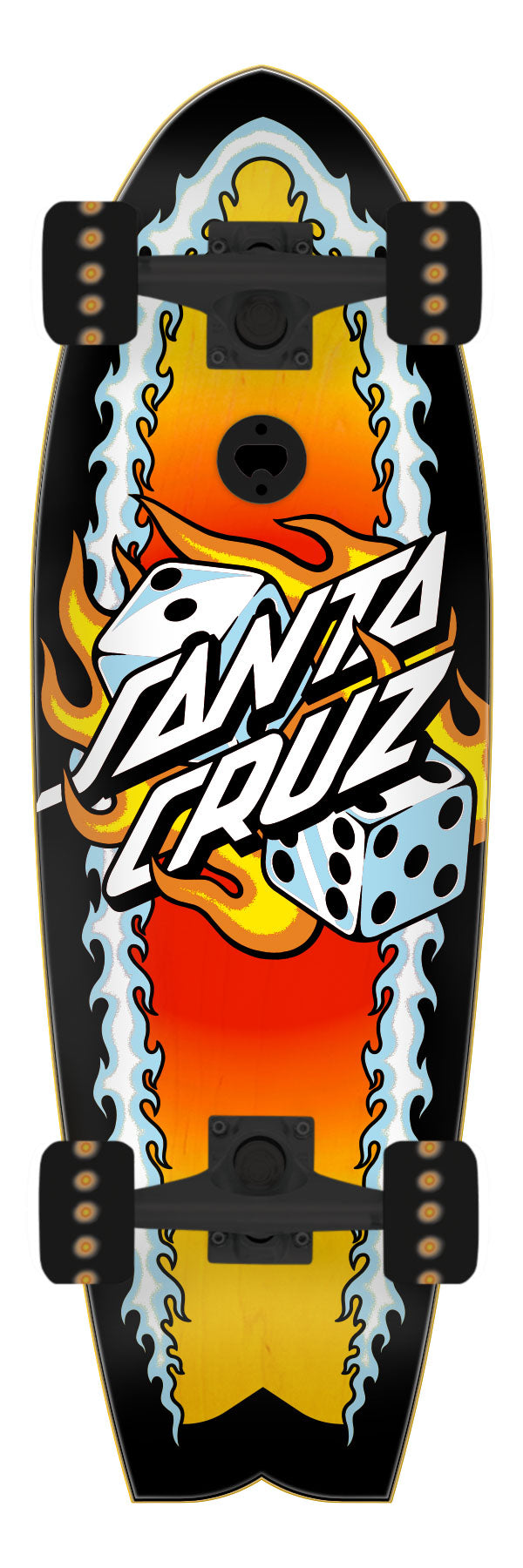 Santa Cruz Flaming Dice Dot Cruiser Complete 8.81"