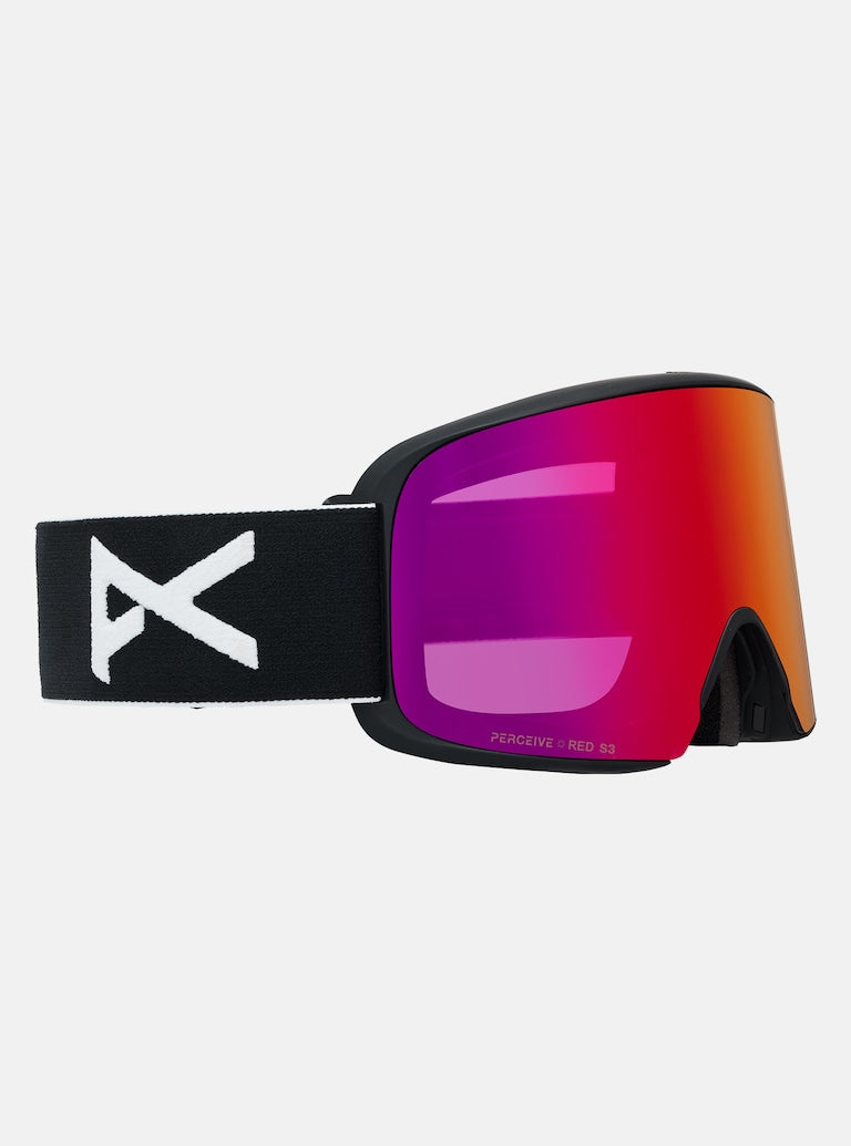 Anon M6 Goggles + Bonus Lens + MFI® Face Mask - Black + Perceive Sunny Red