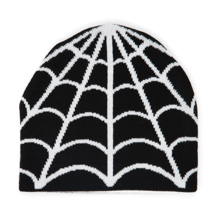 Corduroy Cobweb Reversible Skully Beanie - Black