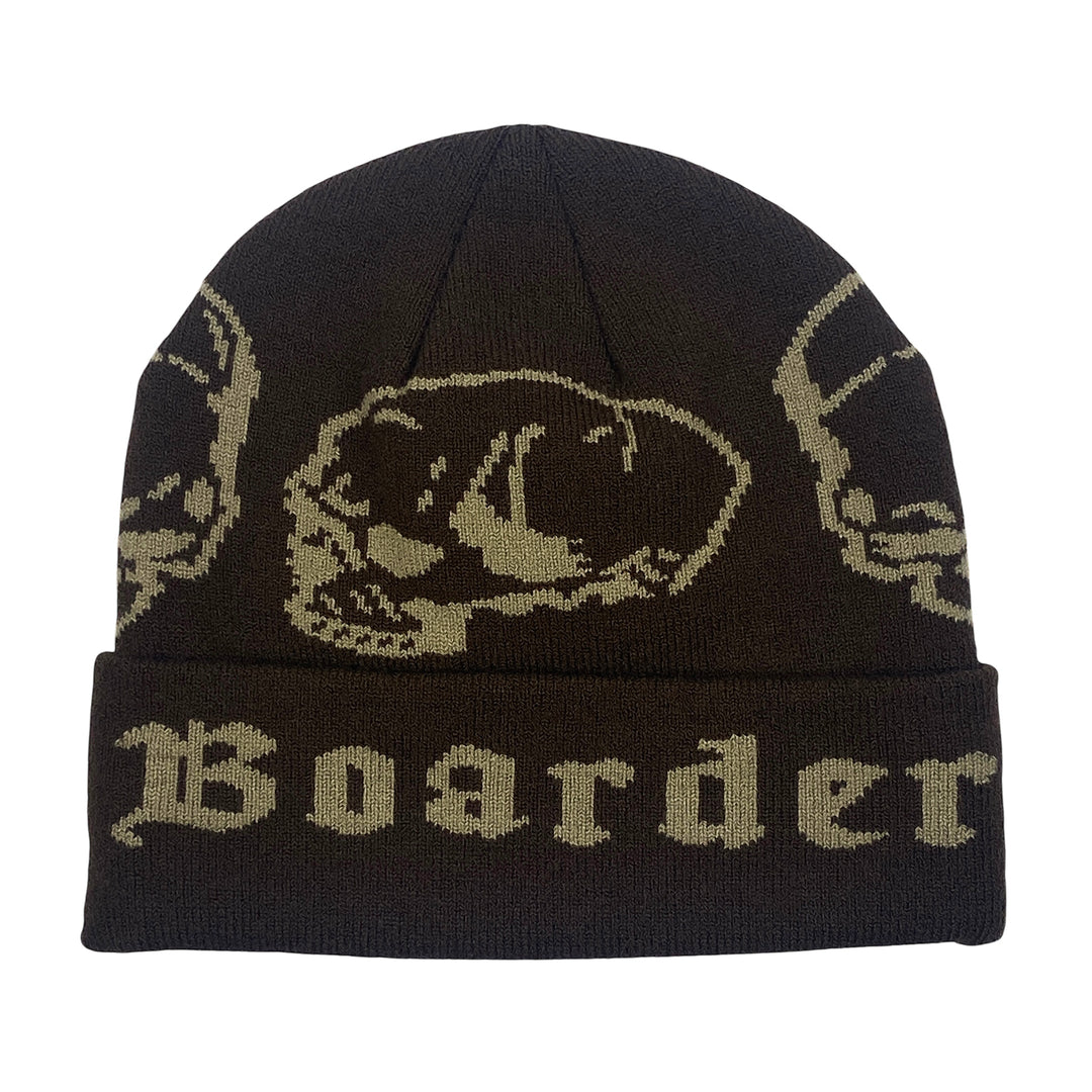 EasternBoarder Cuffed Skull Beanie - Brown