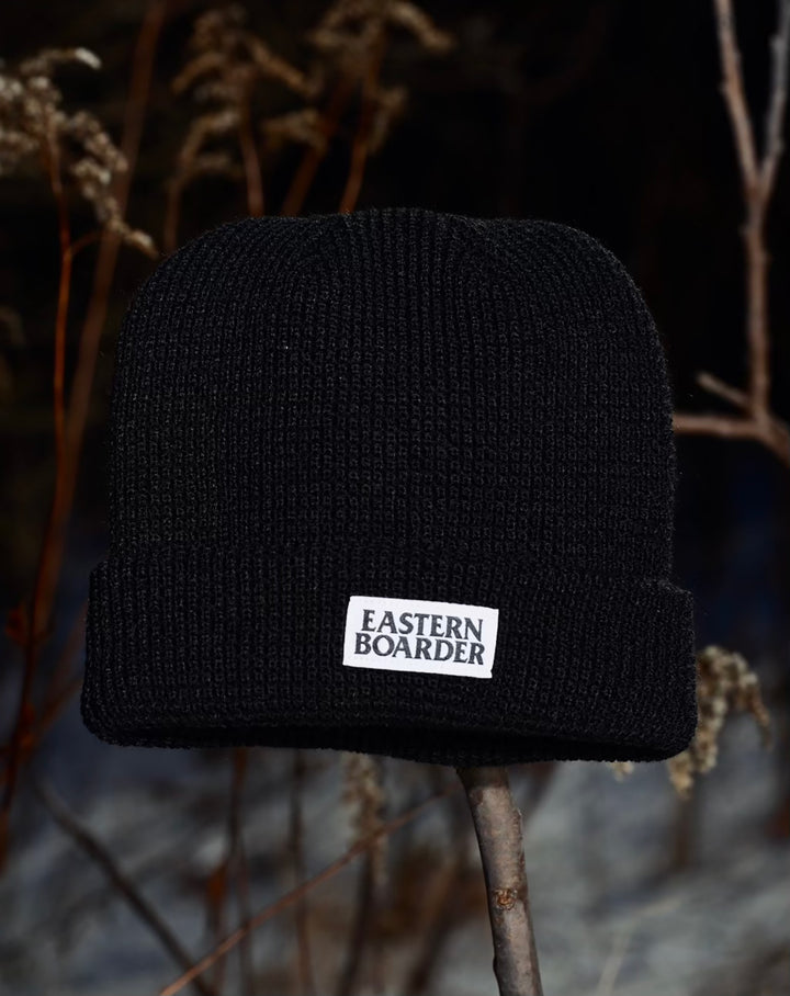 EasternBoarder Waffle Knit Beanie - Black