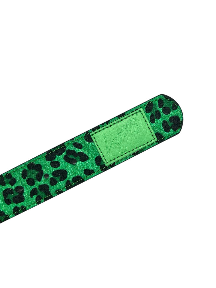 Loosey Loves You Studded Green Cheetah Belt