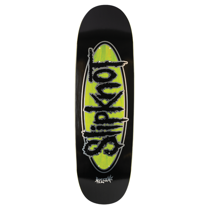 Welcome x Slipknot Oval Logo Deck Boline 2.0 Black/Green Stain 9.5"
