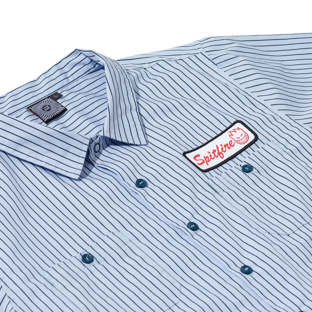 Spitfire Chrome Venom S/S Work Shirt - Light Blue/Navy Pinstripe