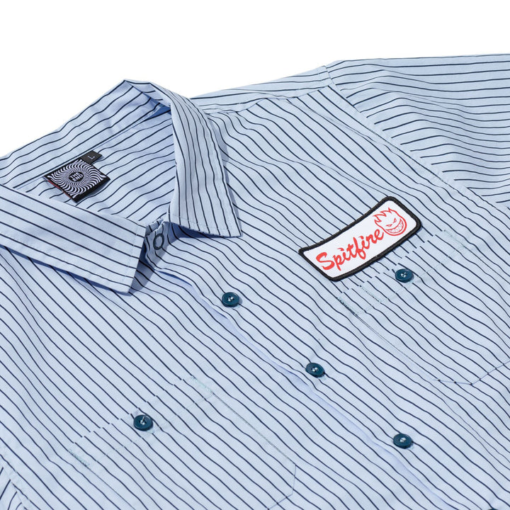 Spitfire Chrome Venom S/S Work Shirt - Light Blue/Navy Pinstripe