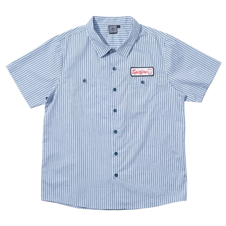 Spitfire Chrome Venom S/S Work Shirt - Light Blue/Navy Pinstripe