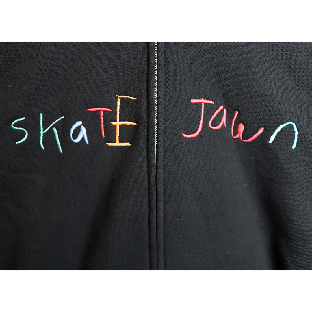 Skate Jawn Crayon Embroidered Zip Up Hoodie Black